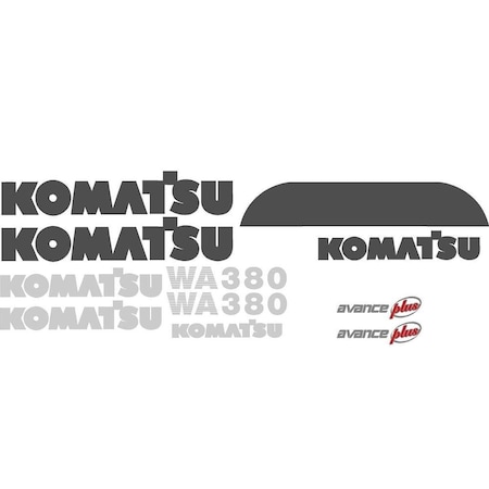 Aftermarket Decal Set with Avance Plus Decals for Komatsu Wheel Loader WA380 KOMWA380-3DECALSET